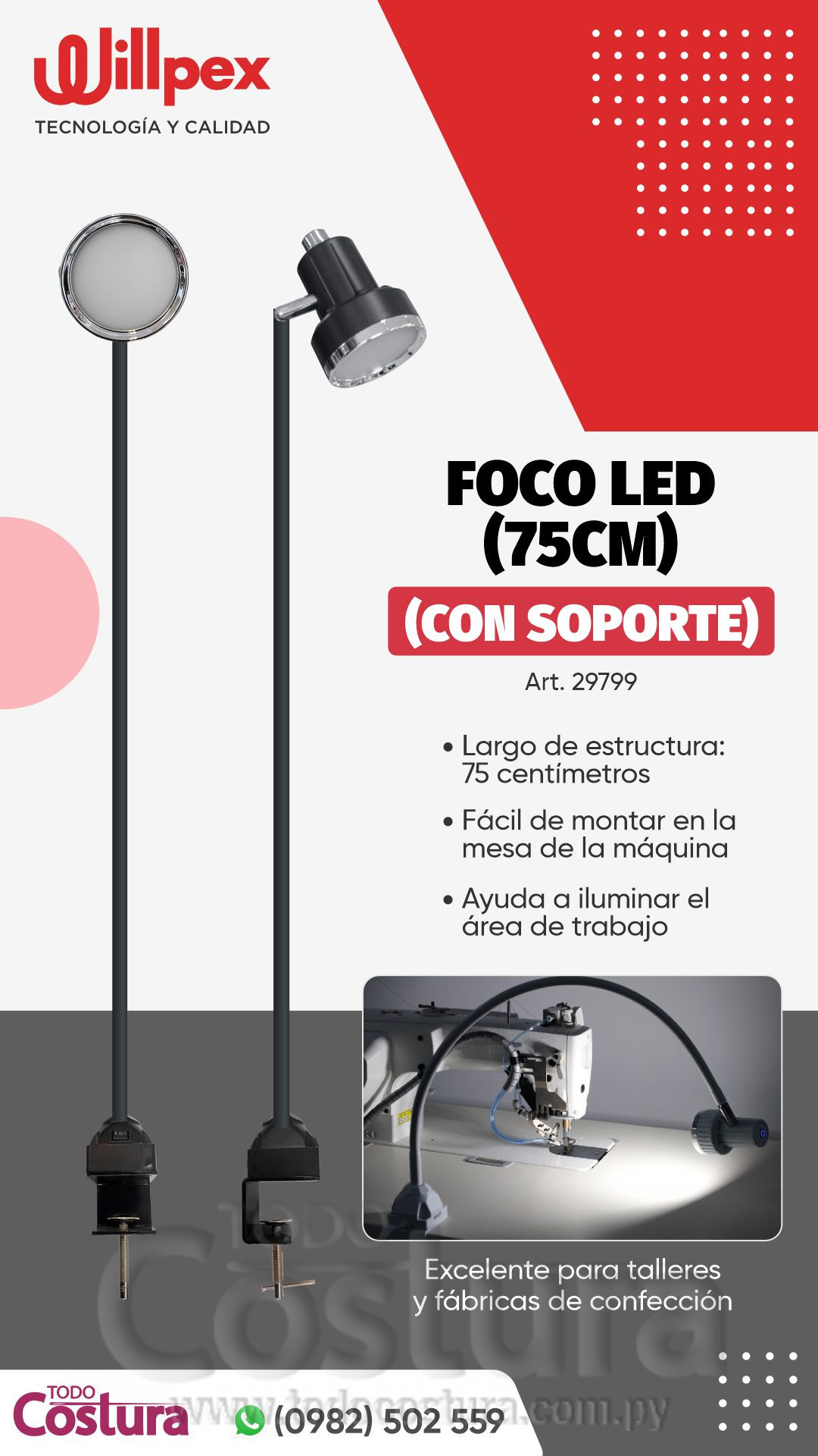 FOCO LED (75CM) (CON SOPORTE)